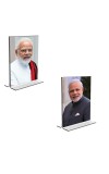 Car Desk/Table Top Sri Narendra Modi  Acrylic T-Style Photo Stand - 2.5x3.5 Inches, Compact and Stylish Spiritual Display, easily change  2 photos ( Pack of 1 )