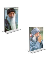 Car Desk/Table Top Osho  Acrylic T-Style Photo Stand - 2.5x3.5 Inches, Compact and Stylish Spiritual Display, easily change  2 photos ( Pack of 1 )