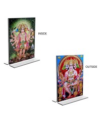 Car Desk/Table Top Panchmukhi Hanuman  Acrylic T-Style Photo Stand - 2.5x3.5 Inches, Compact and Stylish Spiritual Display, easily change  2 photos ( Pack of 1 )