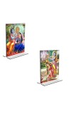 Car Desk/Table Top Sri Radha Sri Krishna Acrylic T-Style Photo Stand - 2.5x3.5 Inches, Compact and Stylish Spiritual Display, easily change 2 photos ( Pack of 1 ) Car Desk/Table Top Sri Radha Sri Krishna Acrylic T-Style Photo Stand - 2.5x3.5 Inches, Compact and Stylish Spiritual Display, easily change 2 photos ( Pack of 1 )
