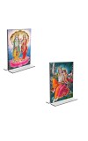 Car Desk/Table Top Sri Lakshmi Narayan & Sri Radha Krishna  Acrylic T-Style Photo Stand - 2.5x3.5 Inches, Compact and Stylish Spiritual Display, easily change  2 photos ( Pack of 1 )