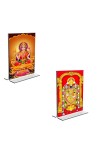 Car Desk/Table Top Maa Lakshmi & Lord Tirupati Balaji  Acrylic T-Style Photo Stand - 2.5x3.5 Inches, Compact and Stylish Spiritual Display, easily change  2 photos ( Pack of 1 )