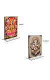 Car Desk/Table Top Maa Lakshmi & Sri Ganesh  Acrylic T-Style Photo Stand - 2.5x3.5 Inches, Compact and Stylish Spiritual Display, easily change  2 photos ( Pack of 1 )