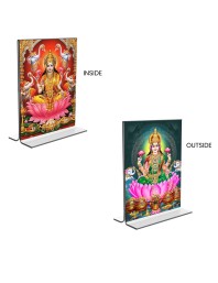 Car Desk/Table Top Maa Lakshmi  Acrylic T-Style Photo Stand - 2.5x3.5 Inches, Compact and Stylish Spiritual Display, easily change  2 photos ( Pack of 1 )