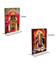 Car Desk/Table Top Maa Kali  Acrylic T-Style Photo Stand - 2.5x3.5 Inches, Compact and Stylish Spiritual Display, easily change  2 photos ( Pack of 1 )