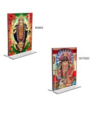 Car Desk/Table Top Maa Kali & Dakshineswar Kali  Acrylic T-Style Photo Stand - 2.5x3.5 Inches, Compact and Stylish Spiritual Display, easily change  2 photos ( Pack of 1 )