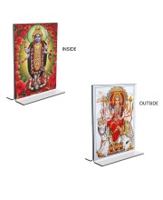 Car Desk/Table Top Maa Kali & Maa Durga  Acrylic T-Style Photo Stand - 2.5x3.5 Inches, Compact and Stylish Spiritual Display, easily change  2 photos ( Pack of 1 )