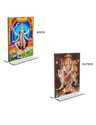 Car Desk/Table Top Maa Kali & Maa Durga  Acrylic T-Style Photo Stand - 2.5x3.5 Inches, Compact and Stylish Spiritual Display, easily change  2 photos ( Pack of 1 )