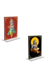 Car Desk/Table Top Lord Krishna  Acrylic T-Style Photo Stand - 2.5x3.5 Inches, Compact and Stylish Spiritual Display, easily change  2 photos ( Pack of 1 )