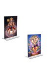 Car Desk/Table Top Sri Hanuman & Lord Ganesh  Acrylic T-Style Photo Stand - 2.5x3.5 Inches, Compact and Stylish Spiritual Display, easily change  2 photos ( Pack of 1 )