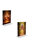 Car Desk/Table Top Sri Ganesh & Kartiyeka  Acrylic T-Style Photo Stand - 2.5x3.5 Inches, Compact and Stylish Spiritual Display, easily change  2 photos ( Pack of 1 )