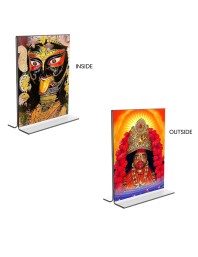 Car Desk/Table Top Maa Kali  Acrylic T-Style Photo Stand - 2.5x3.5 Inches, Compact and Stylish Spiritual Display, easily change  2 photos ( Pack of 1 )
