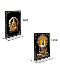 Car Desk/Table Top Buddha  Acrylic T-Style Photo Stand - 2.5x3.5 Inches, Compact and Stylish Spiritual Display, easily change  2 photos ( Pack of 1 )