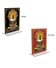 Car Desk/Table Top Buddha  Acrylic T-Style Photo Stand - 2.5x3.5 Inches, Compact and Stylish Spiritual Display, easily change  2 photos ( Pack of 1 )
