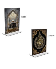 Car Desk/Table Top Islamic Allah  & Mecca Madina  Acrylic T-Style Photo Stand - 2.5x3.5 Inches, Compact and Stylish Spiritual Display, easily change  2 photos ( Pack of 1 )