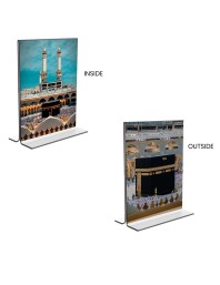 Car Desk/Table Top Mecca Madina  Acrylic T-Style Photo Stand - 2.5x3.5 Inches, Compact and Stylish Spiritual Display, easily change  2 photos ( Pack of 1 )
