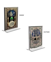 Car Desk/Table Top Islamic Allah  & Mecca Madina  Acrylic T-Style Photo Stand - 2.5x3.5 Inches, Compact and Stylish Spiritual Display, easily change  2 photos ( Pack of 1 )