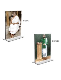 Car Desk/Table Top Sarada Devi & Sri Ramakrishna Paramhansa  Acrylic T-Style Photo Stand - 2.5x3.5 Inches, Compact and Stylish Spiritual Display, easily change  2 photos ( Pack of 1 )