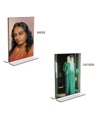 Car Desk/Table Top Paramahansa Yogananda & Osho  Acrylic T-Style Photo Stand - 2.5x3.5 Inches, Compact and Stylish Spiritual Display, easily change  2 photos ( Pack of 1 )