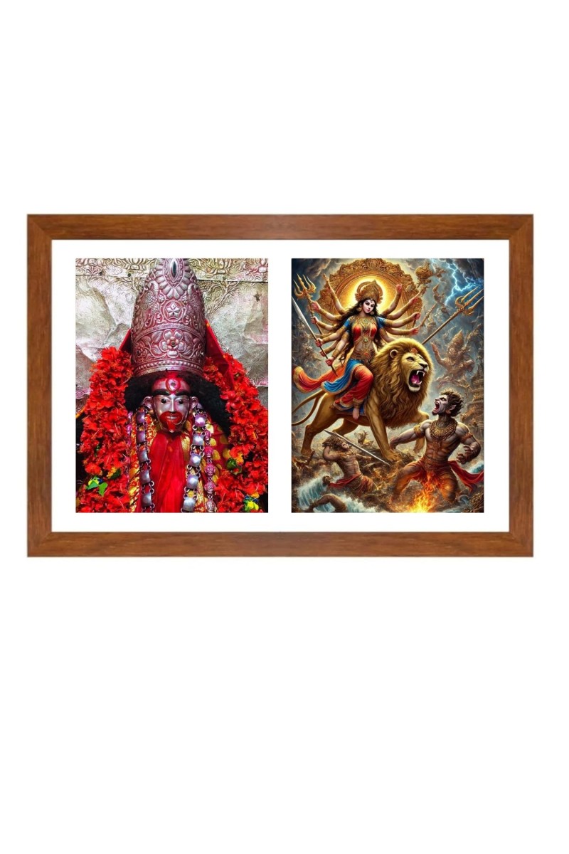 Maa tara and maa durga Photo Frame - 11x15Inches - Spiritual Artwork for Home Wall Decoration, Puja Room and Office Decoration and Gifting 