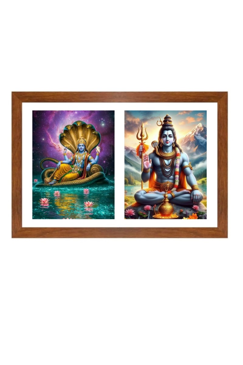 Lord Vishnu and shiva Photo Frame - 11x15Inches - Spiritual Artwork for Home Wall Decoration, Puja Room and Office Decoration and Gifting 