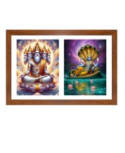Lord bramha and vishnu Photo Frame - 11x15Inches - Spiritual Artwork for Home Wall Decoration, Puja Room and Office Decoration and Gifting 