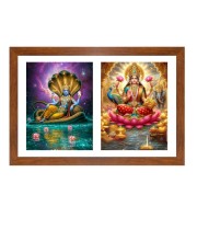 Lord vishnu and lakshmi Photo Frame - 11x15Inches - Spiritual Artwork for Home Wall Decoration, Puja Room and Office Decoration and Gifting 