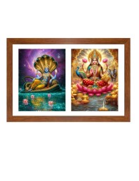 Lord vishnu and lakshmi Photo Frame - 11x15Inches - Spiritual Artwork for Home Wall Decoration, Puja Room and Office Decoration and Gifting 