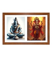 Lord shiva and ganesha Photo Frame - 11x15Inches - Spiritual Artwork for Home Wall Decoration, Puja Room and Office Decoration and Gifting 