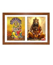Lord lakshmi narasimha and Prahlada Photo Frame - 11x15Inches - Spiritual Artwork for Home Wall Decoration, Puja Room and Office Decoration and Gifting 
