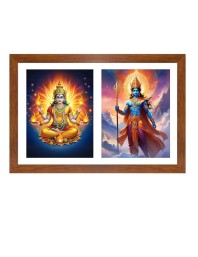 Agni and Indra Photo Frame - 11x15Inches - Spiritual Artwork for Home Wall Decoration, Puja Room and Office Decoration and Gifting 