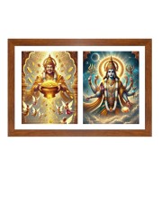 Kubera and soma Photo Frame - 11x15Inches - Spiritual Artwork for Home Wall Decoration, Puja Room and Office Decoration and Gifting 
