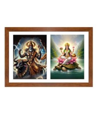 Yama and yamuna Photo Frame - 11x15Inches - Spiritual Artwork for Home Wall Decoration, Puja Room and Office Decoration and Gifting 