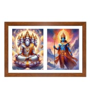 Lord Bramha and indra Photo Frame - 11x15Inches - Spiritual Artwork for Home Wall Decoration, Puja Room and Office Decoration and Gifting 