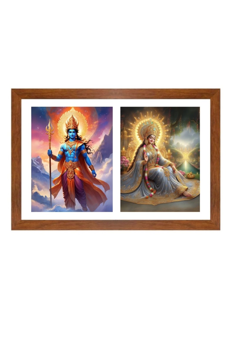 Indra and sachi Photo Frame - 11x15Inches - Spiritual Artwork for Home Wall Decoration, Puja Room and Office Decoration and Gifting 