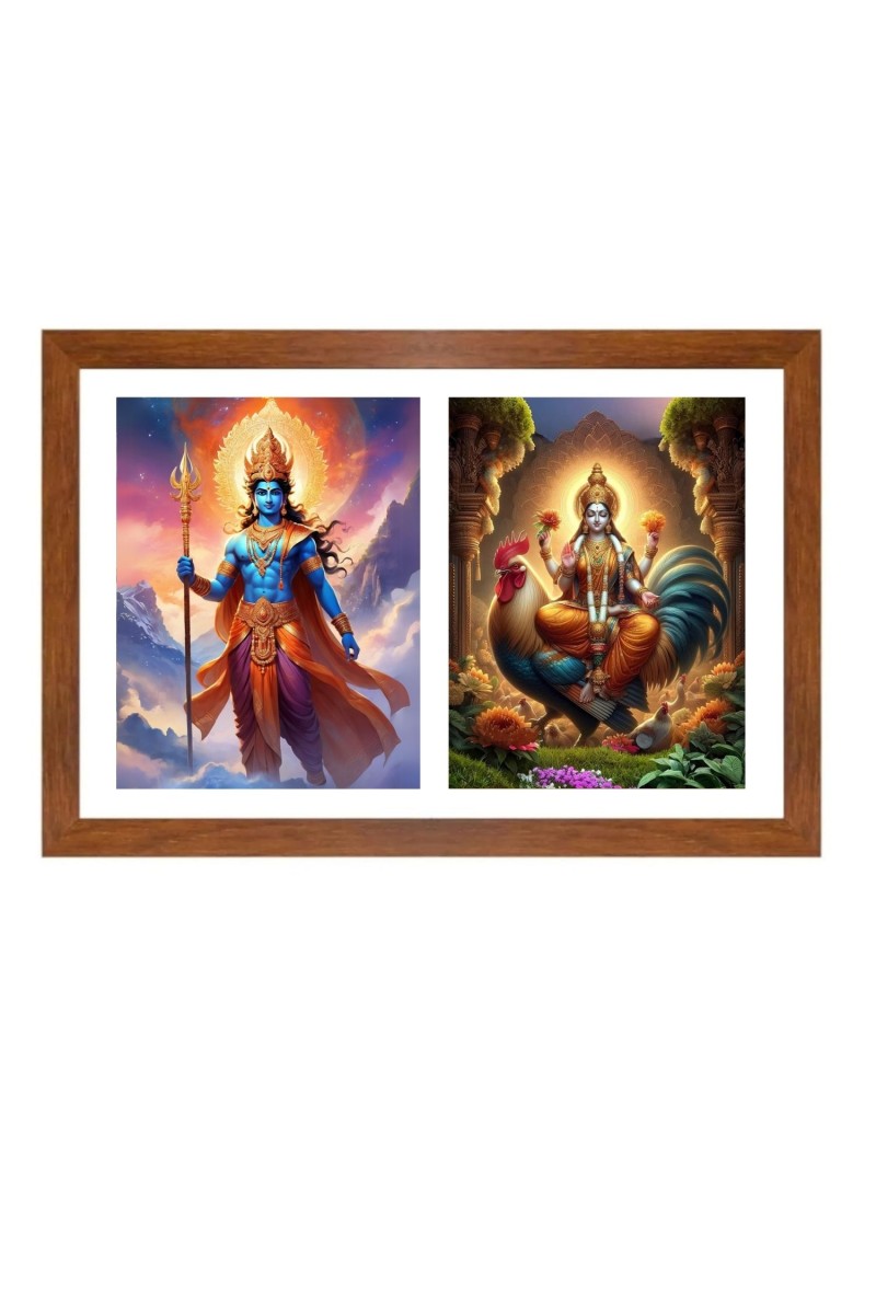 Indra and aditi Photo Frame - 11x15Inches - Spiritual Artwork for Home Wall Decoration, Puja Room and Office Decoration and Gifting 