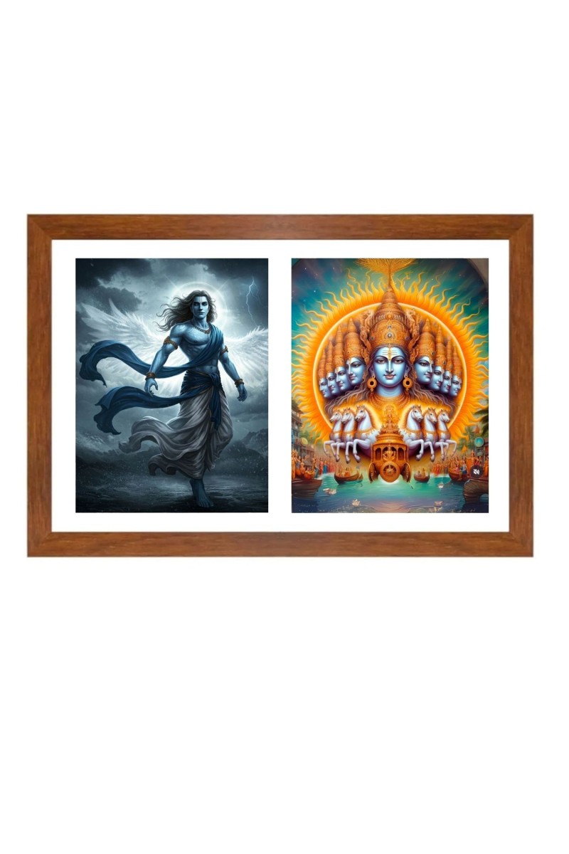 Vayu and surya Photo Frame - 11x15Inches - Spiritual Artwork for Home Wall Decoration, Puja Room and Office Decoration and Gifting 