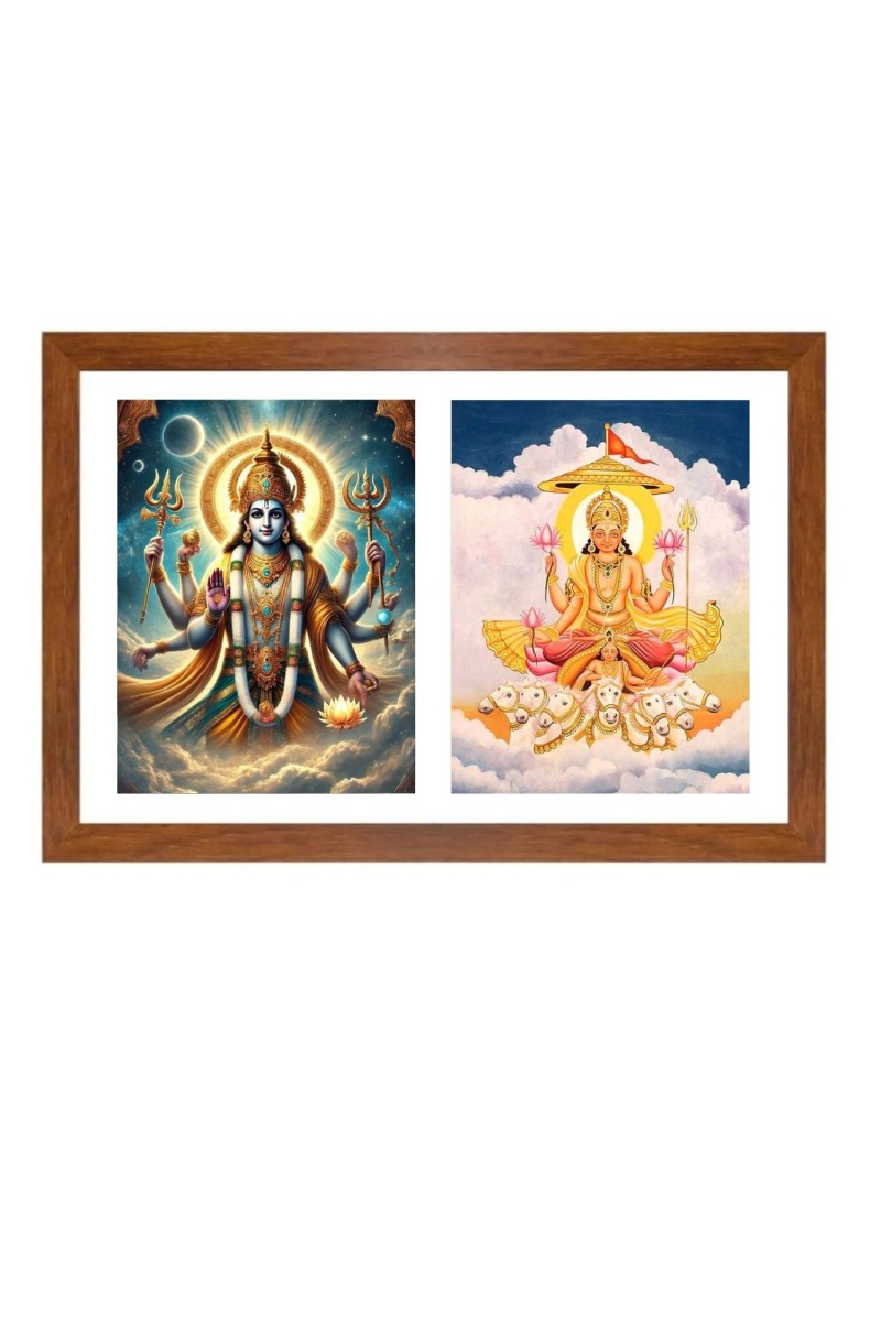 Soma and Mitra Photo Frame - 11x15Inches - Spiritual Artwork for Home Wall Decoration, Puja Room and Office Decoration and Gifting 