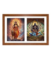 Durga and Kali Photo Frame - 11x15Inches - Spiritual Artwork for Home Wall Decoration, Puja Room and Office Decoration and Gifting 