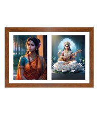 Maa sita and saraswati Photo Frame - 11x15Inches - Spiritual Artwork for Home Wall Decoration, Puja Room and Office Decoration and Gifting 