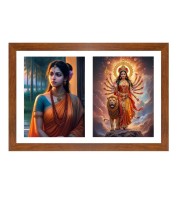 Sita and durga maa Photo Frame - 11x15Inches - Spiritual Artwork for Home Wall Decoration, Puja Room and Office Decoration and Gifting 