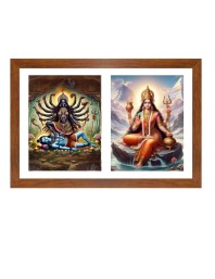Maa kali and Goddess Parvathi  Photo Frame - 11x15Inches - Spiritual Artwork for Home Wall Decoration, Puja Room and Office Decoration and Gifting 