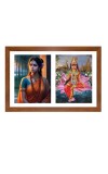 Sita and rukmini Photo Frame - 11x15Inches - Spiritual Artwork for Home Wall Decoration, Puja Room and Office Decoration and Gifting 