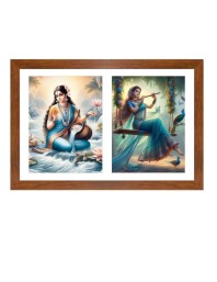 Ganga and radha Photo Frame - 11x15Inches - Spiritual Artwork for Home Wall Decoration, Puja Room and Office Decoration and Gifting 