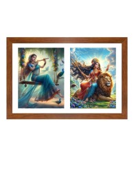 Radha and uma Photo Frame - 11x15Inches - Spiritual Artwork for Home Wall Decoration, Puja Room and Office Decoration and Gifting 