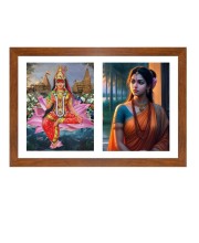 Rukmini and sita Photo Frame - 11x15Inches - Spiritual Artwork for Home Wall Decoration, Puja Room and Office Decoration and Gifting 