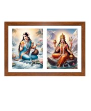 Ganga and parvathi Photo Frame - 11x15Inches - Spiritual Artwork for Home Wall Decoration, Puja Room and Office Decoration and Gifting 