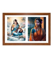 Ganga and sita Photo Frame - 11x15Inches - Spiritual Artwork for Home Wall Decoration, Puja Room and Office Decoration and Gifting 