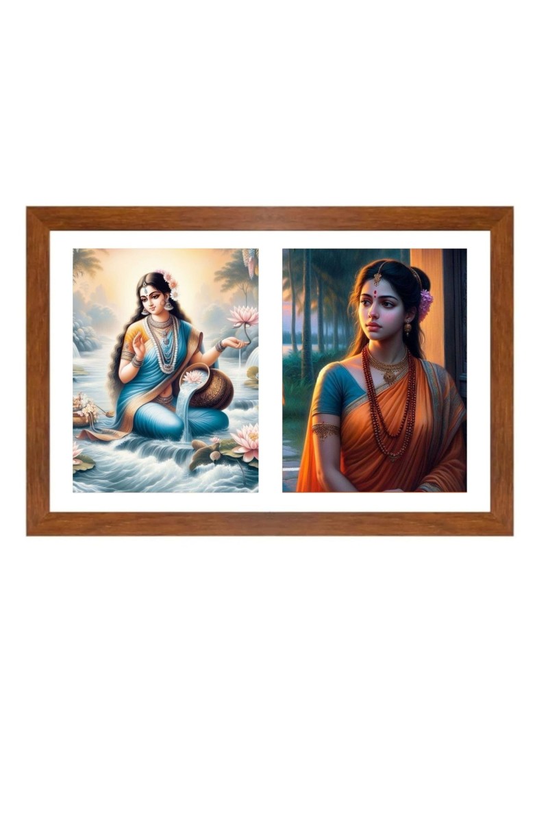 Ganga and sita Photo Frame - 11x15Inches - Spiritual Artwork for Home Wall Decoration, Puja Room and Office Decoration and Gifting 