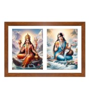 Parvathi and ganga Photo Frame - 11x15Inches - Spiritual Artwork for Home Wall Decoration, Puja Room and Office Decoration and Gifting 